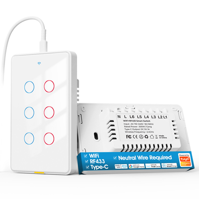 Tuya Wifi switch Type C Timing Voice App الکسا گوگل خانه هوشمند خانه بی سیم وای فای RF433 US Switch Touch Switch