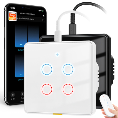سویچ وای فای Tuya نوع c زمان بندی برنامه صوتی Google Home Smart Home EU Light Touch Wall WIFI RF433 110-240v سوئیچ الکسا