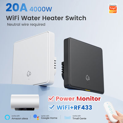 خرید 20A سوئیچ WiFi RF433 برای آبگرمکن خانه هوشمند Tuya 4000W زمان‌بندی شمارش معکوس سوئیچ دیواری بی‌سیم کنترل صوتی APP با Alexa Google Home تولید آنلاین