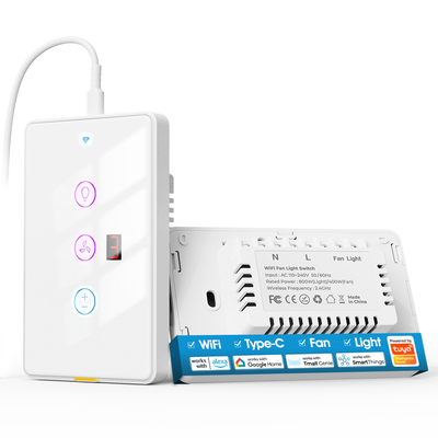 قیمت خوب Tuya Wifi Fan Light Us Switch Type C Timing اپلیکیشن صوتی سازگار با الکسا گوگل خانه خانه هوشمند آنلاین