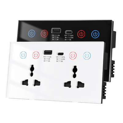 قیمت خوب Tuya Smart Wall Socket کنترل صوتی WIFI الکسا قدرت مانیتور اتوماسیون خانه ایالات متحده اتحادیه اروپا انگلستان پلاگین USB Type-C سوکت 10A آنلاین