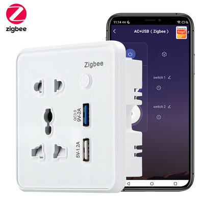 قیمت خوب Zigbee دیوار Smart Socket شیشه گرم شارژر سریع سریع 3.0 USB زمان شارژ گوگل خانه الکسا TuyaUS EU UK پلاگ آنلاین